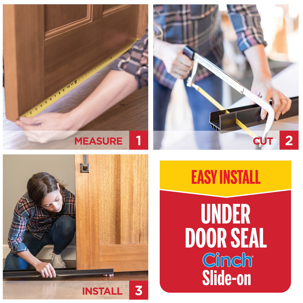 Vinyl & Rubber CINCH® Slide-On Interior Under Door Seal