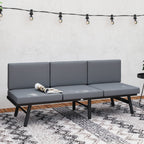 3-Seater Outdoor Sofa, 3-in-1  Lounge Chair with 5-Position Adjustable Back, Grey