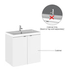 Hudson Reed Fusion Wall Hung 2 Soft Close Door Vanity Unit without Basin, Modern Bathroom Furniture in Gloss White, 600mm