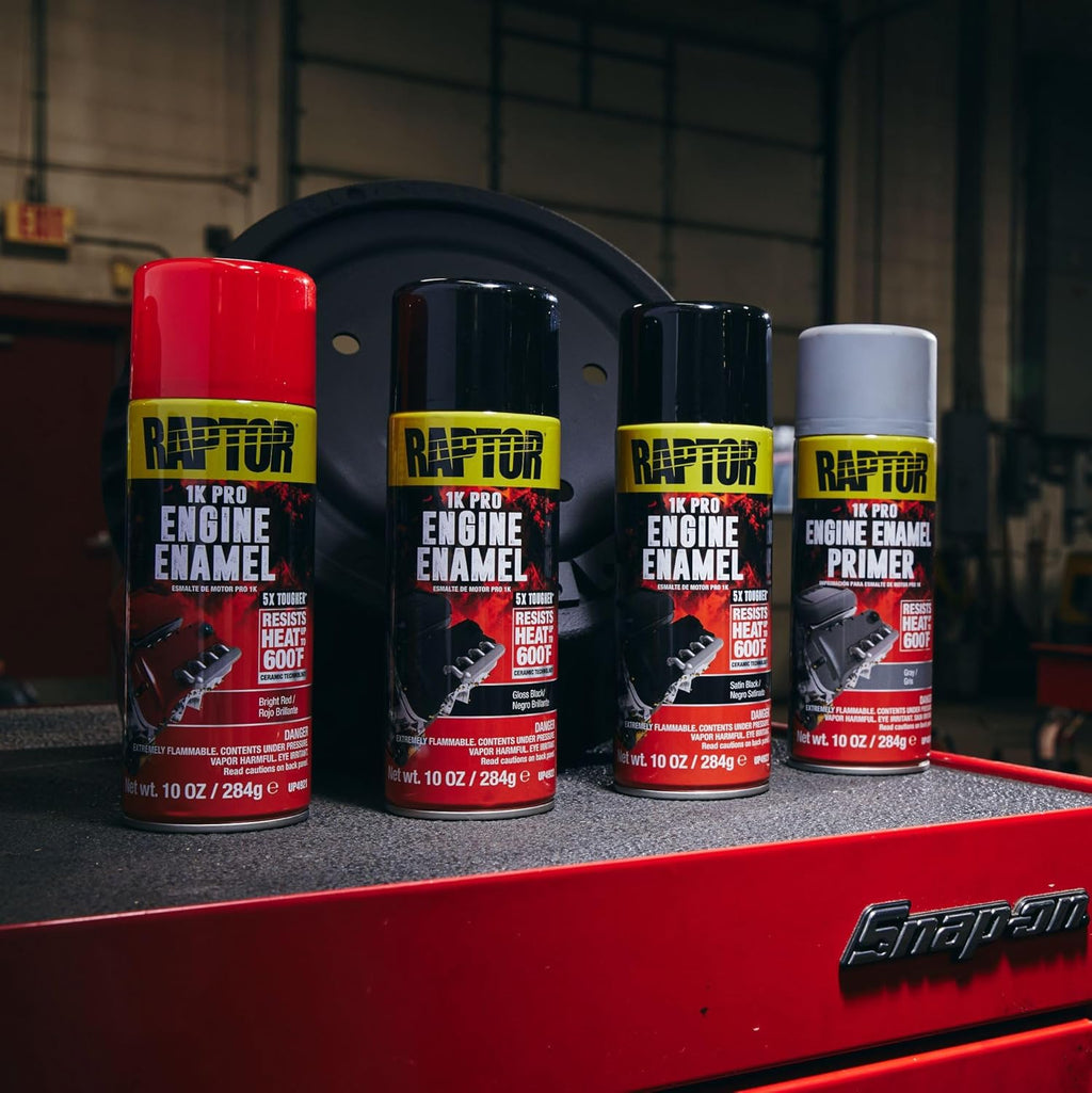 Engine Enamel Primer Spray, Professional Grade, Superior Adhesion For High Heat, Satin Black
