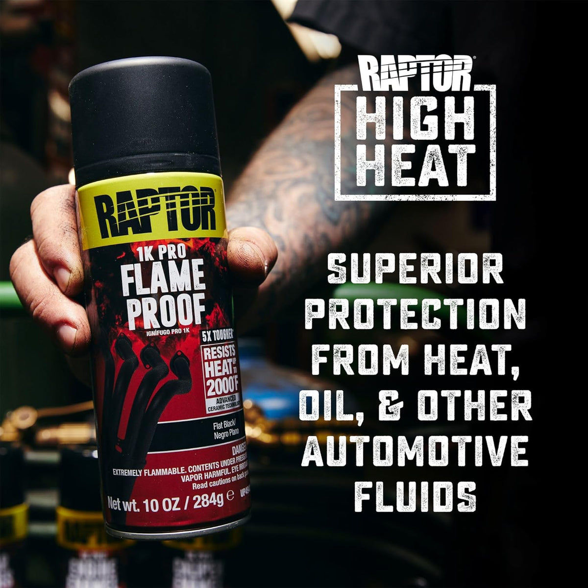 Flameproof Automotive Body Paint, Professional Grade, Extra Tough Protective Spray Paint For High Heat, Satin Clear