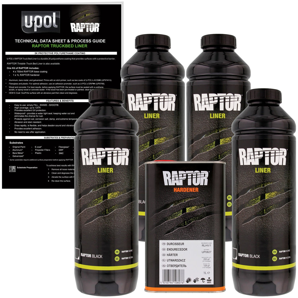 Black - U-POL Urethane Spray-On Truck Bed Liner & Texture Coating, 4 Quarts