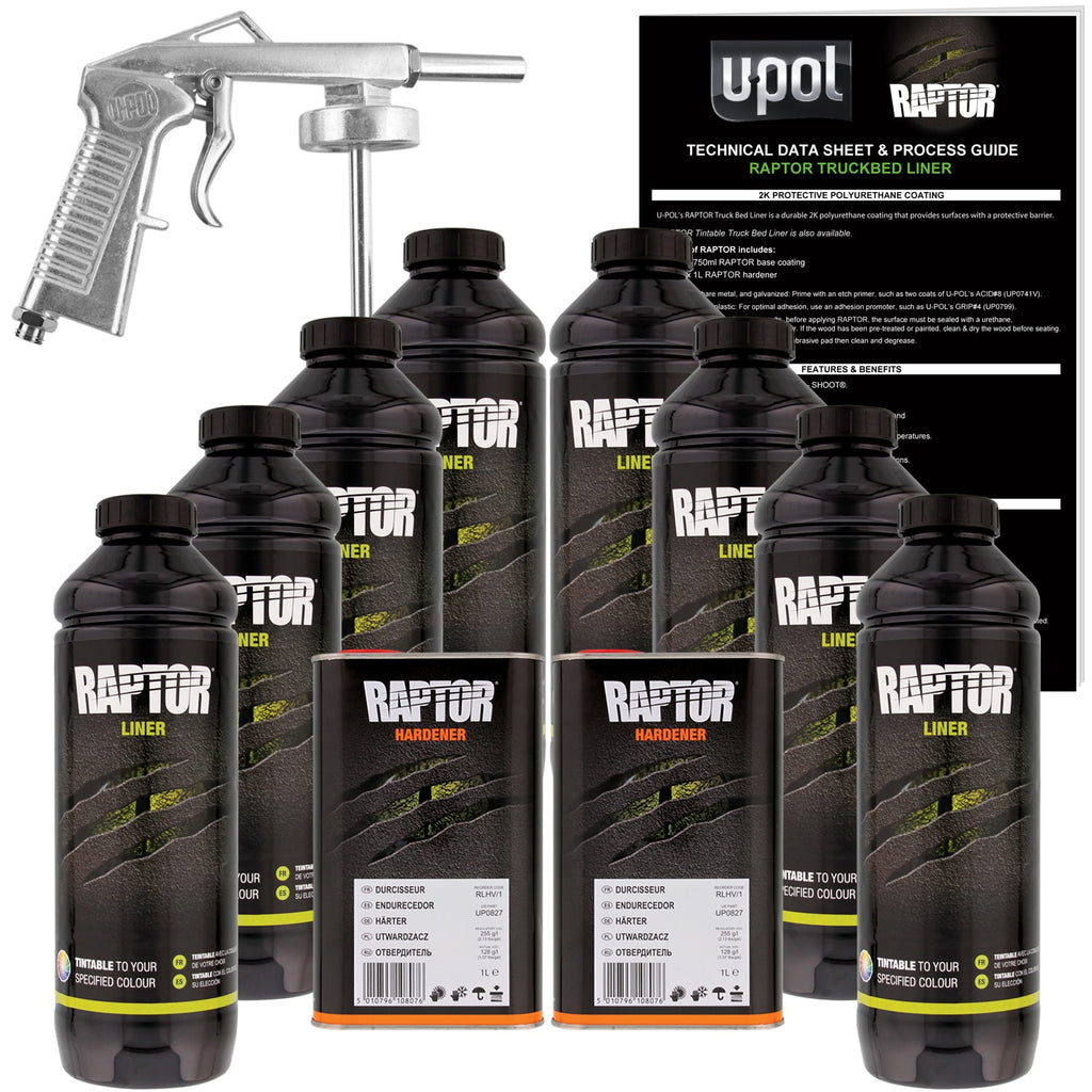 Tintable - U-POL Urethane Spray-On Truck Bed Liner Kit with included Spray Gun, 8 Quarts
