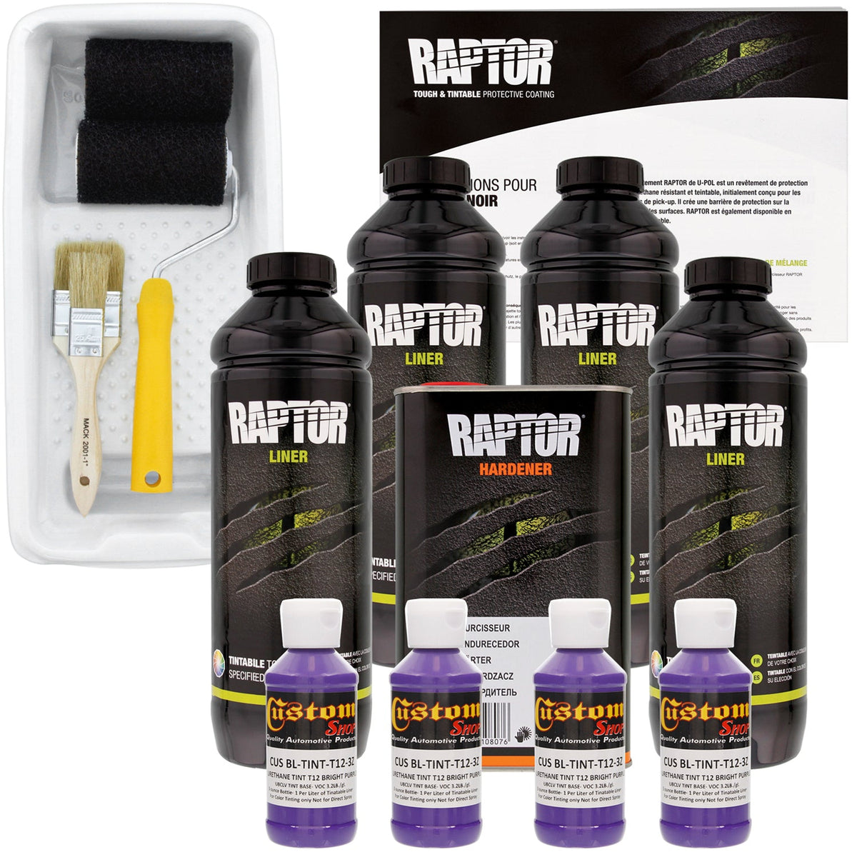 Bright Purple - U-POL Urethane Roll-On Truck Bed Liner Kit with included Roller, Tray & Brush, 4 Quarts