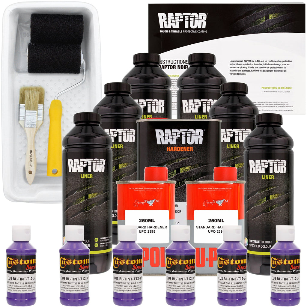 Bright Purple - U-POL Urethane Roll-On Truck Bed Liner Kit with included Roller, Tray & Brush, 6 Quarts