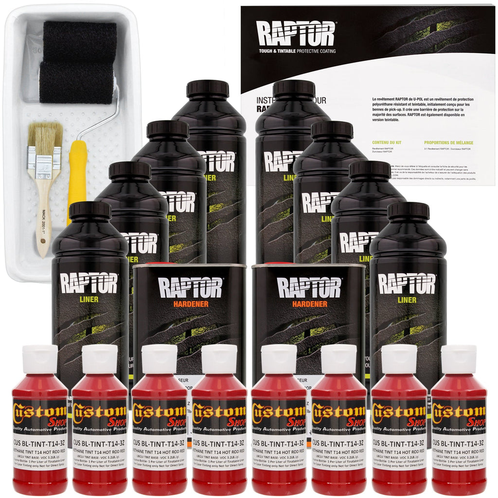 Hot Rod Red - U-POL Urethane Roll-On Truck Bed Liner Kit with included Roller, Tray & Brush, 8 Quarts
