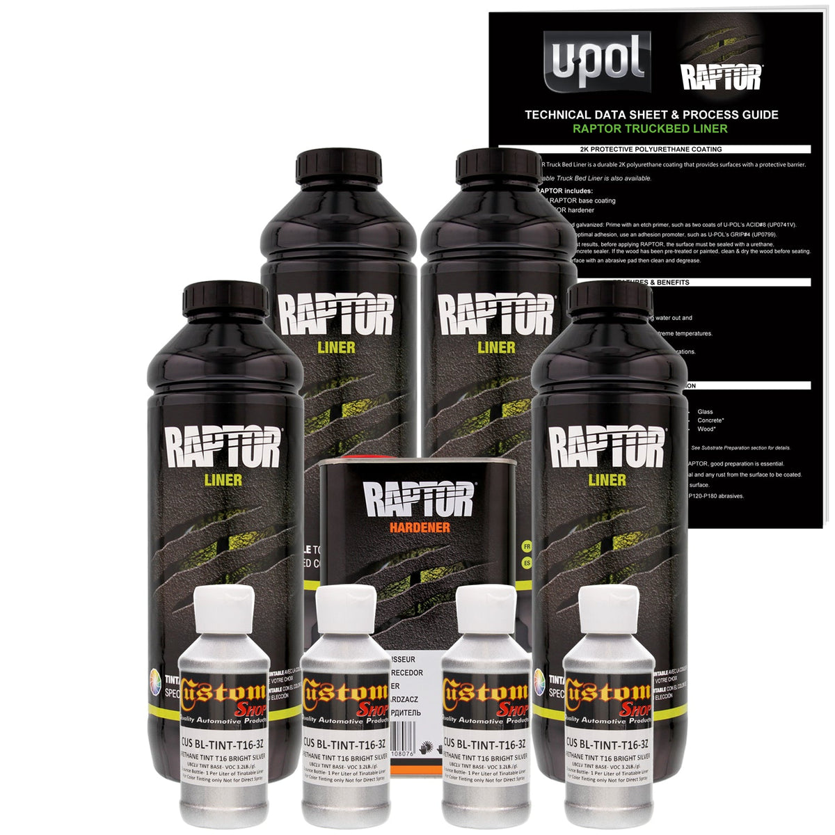 Bright Silver - U-POL Urethane Spray-On Truck Bed Liner & Texture Coating, 4 Quarts