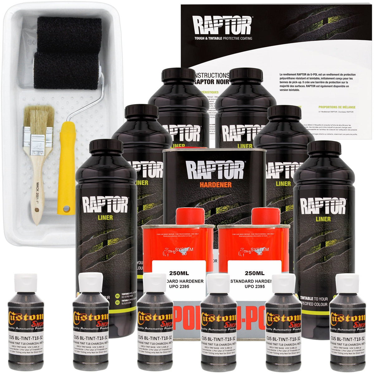 Charcoal Metallic - U-POL Urethane Roll-On Truck Bed Liner Kit with included Roller, Tray & Brush, 6 Quarts