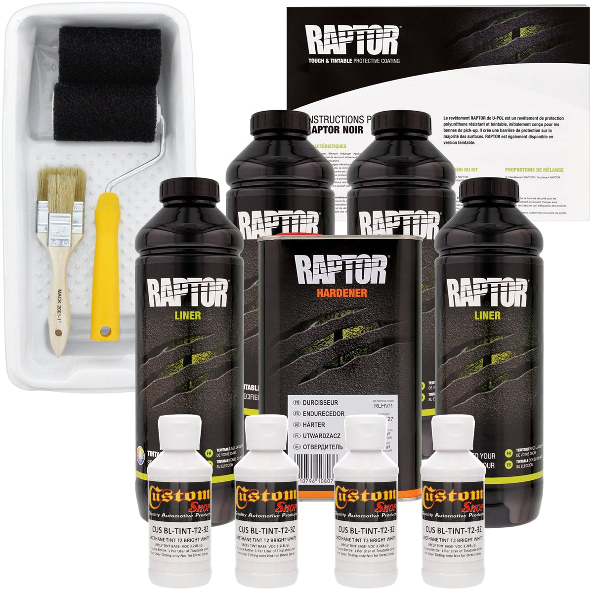 Bright White - U-POL Urethane Roll-On Truck Bed Liner Kit with included Roller, Tray & Brush, 4 Quarts