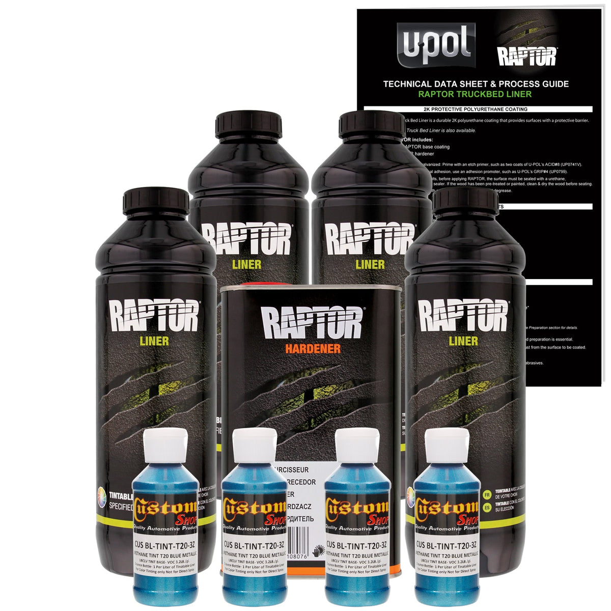 Blue Metallic - U-POL Urethane Spray-On Truck Bed Liner & Texture Coating, 4 Quarts