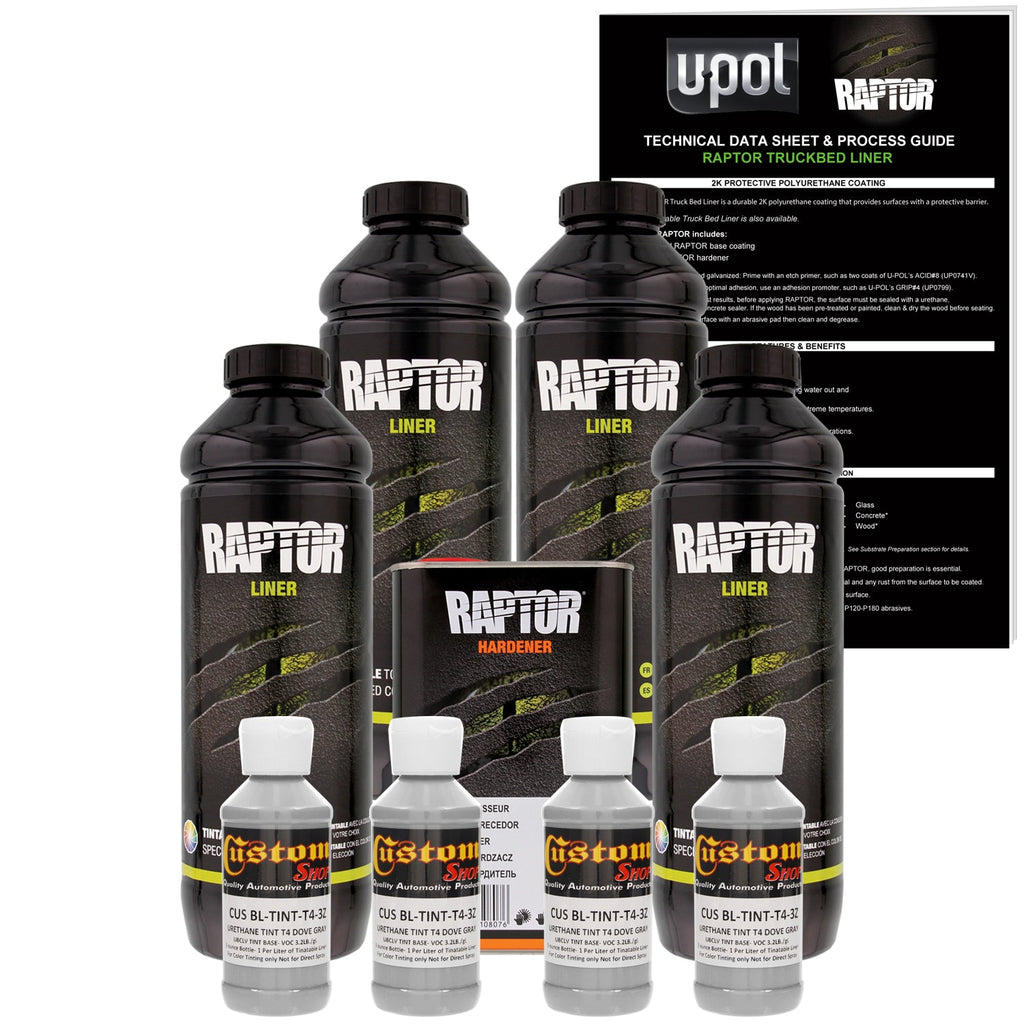 Dove Gray - U-POL Urethane Spray-On Truck Bed Liner & Texture Coating, 4 Quarts
