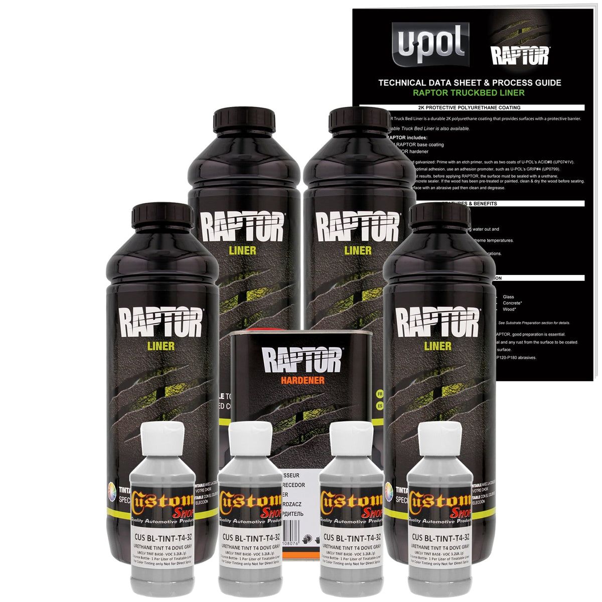 Dove Gray - U-POL Urethane Spray-On Truck Bed Liner & Texture Coating, 4 Quarts