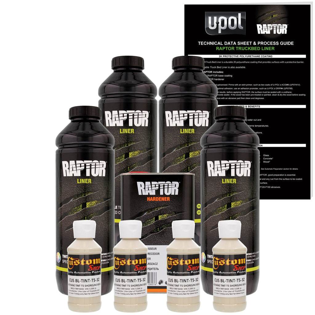 Shoreline Beige - U-POL Urethane Spray-On Truck Bed Liner & Texture Coating, 4 Quarts