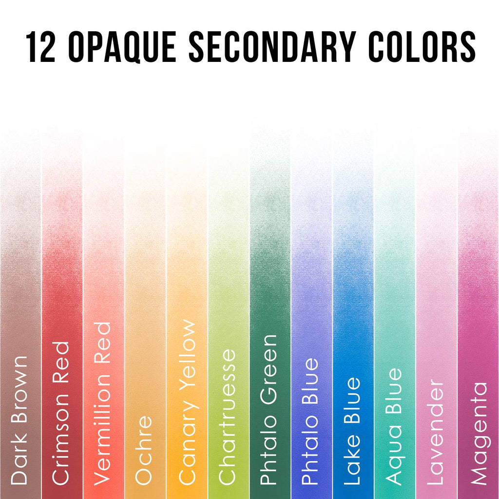 12 Color Secondary Opaque Acrylic Airbrush Paint Set with Reducer & Cleaner, Ready to Spray, 1 oz. Bottles