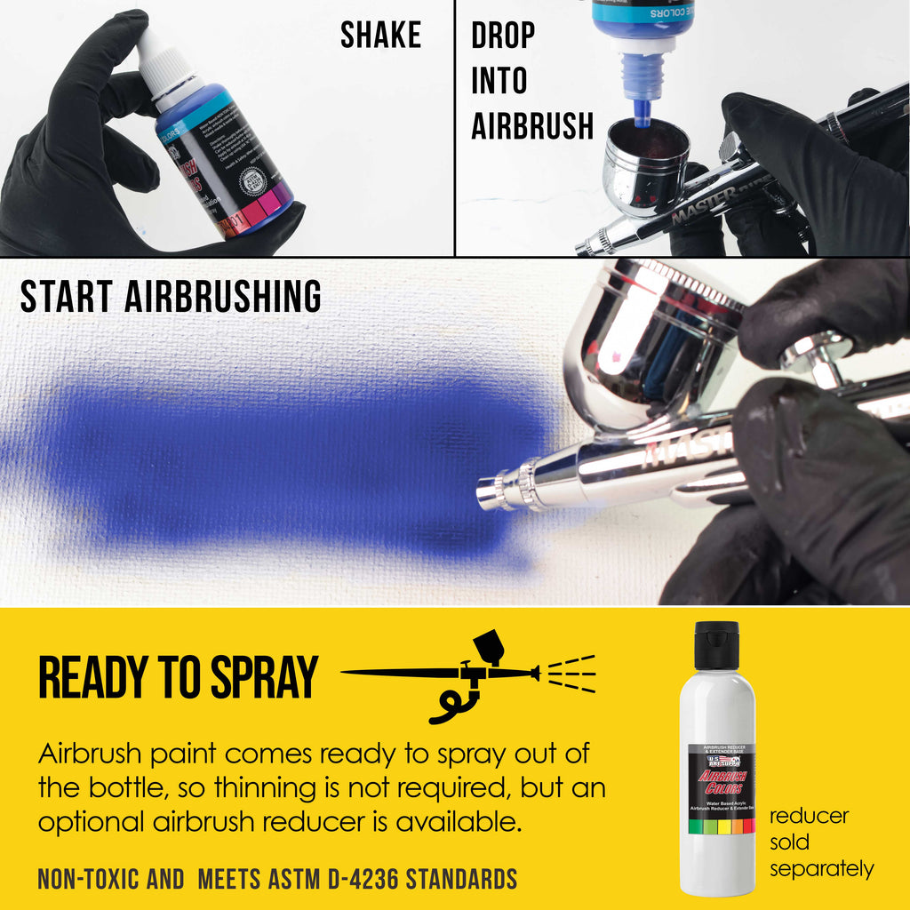 Bright Yellow, Opaque Acrylic Airbrush Paint, 1 oz. Ready to Spray