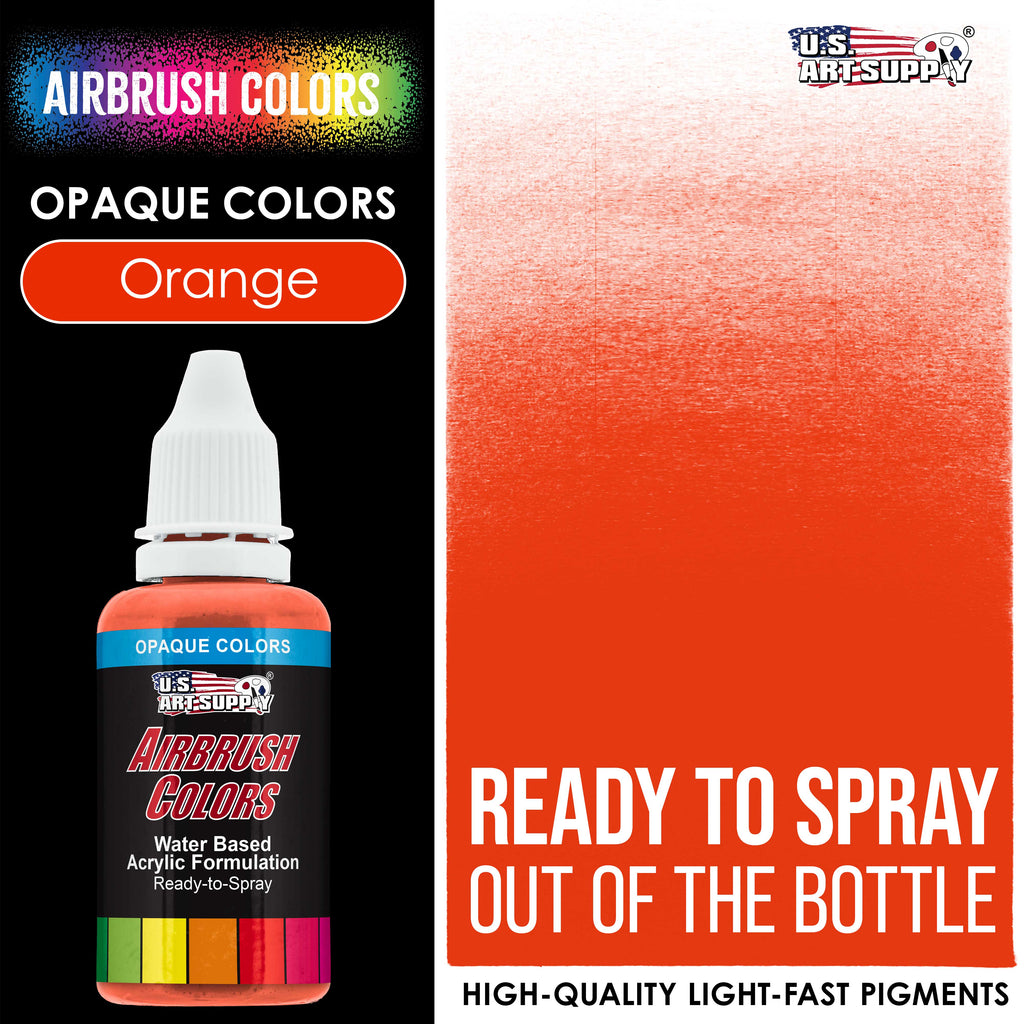 Orange, Opaque Acrylic Airbrush Paint, 1 oz. Ready to Spray