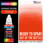Orange, Opaque Acrylic Airbrush Paint, 1 oz. Ready to Spray