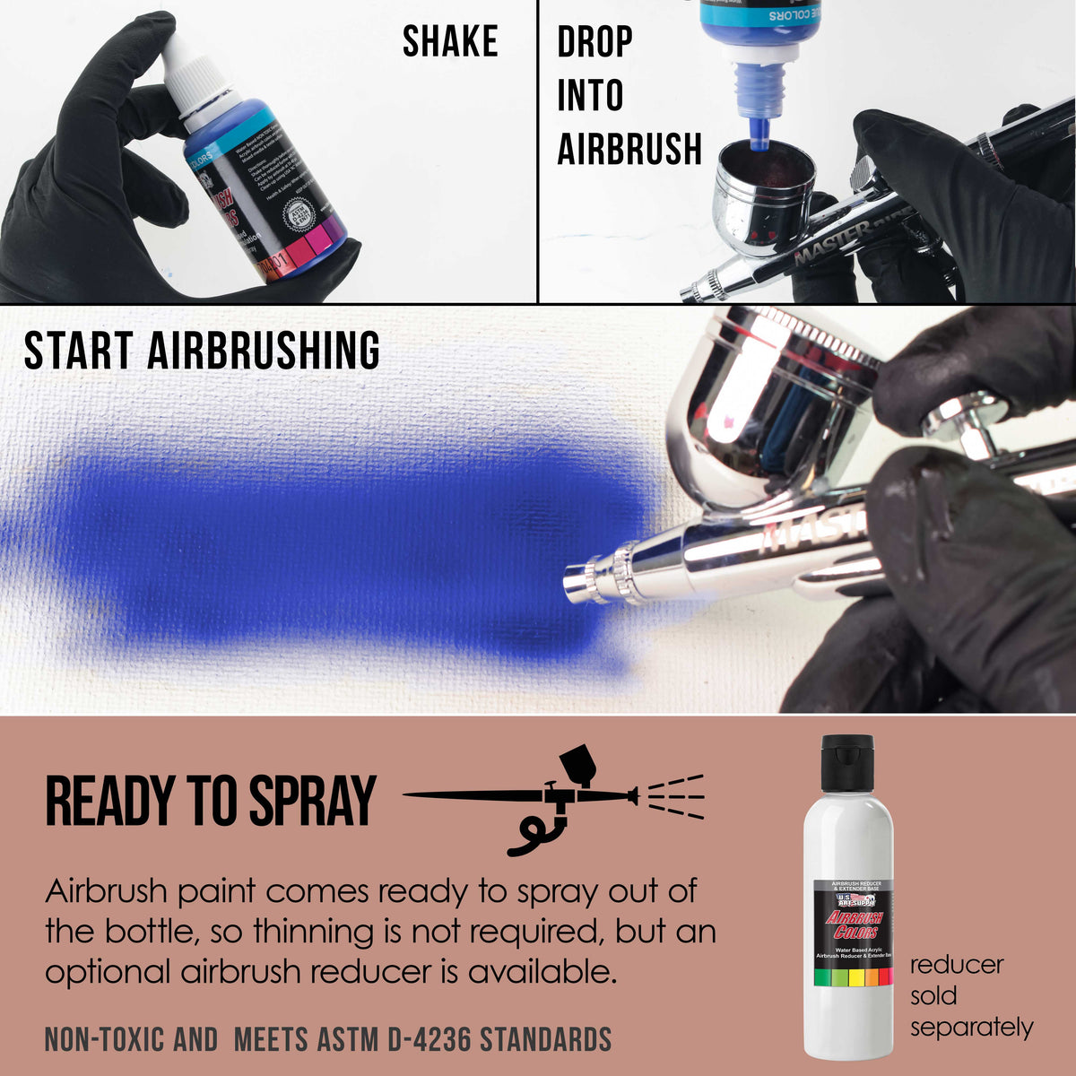 Light Tan, Opaque Acrylic Airbrush Paint, 1 oz. Ready to Spray