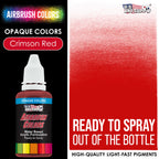 Crimson Red, Opaque Acrylic Airbrush Paint, 1 oz. Ready to Spray