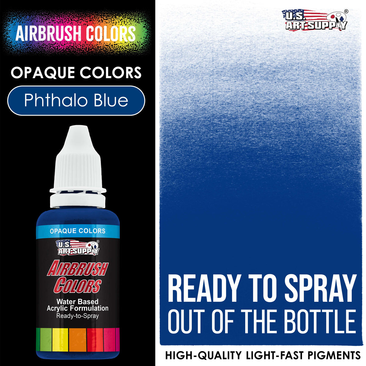 Phthalo Blue, Opaque Acrylic Airbrush Paint, 1 oz. Ready to Spray