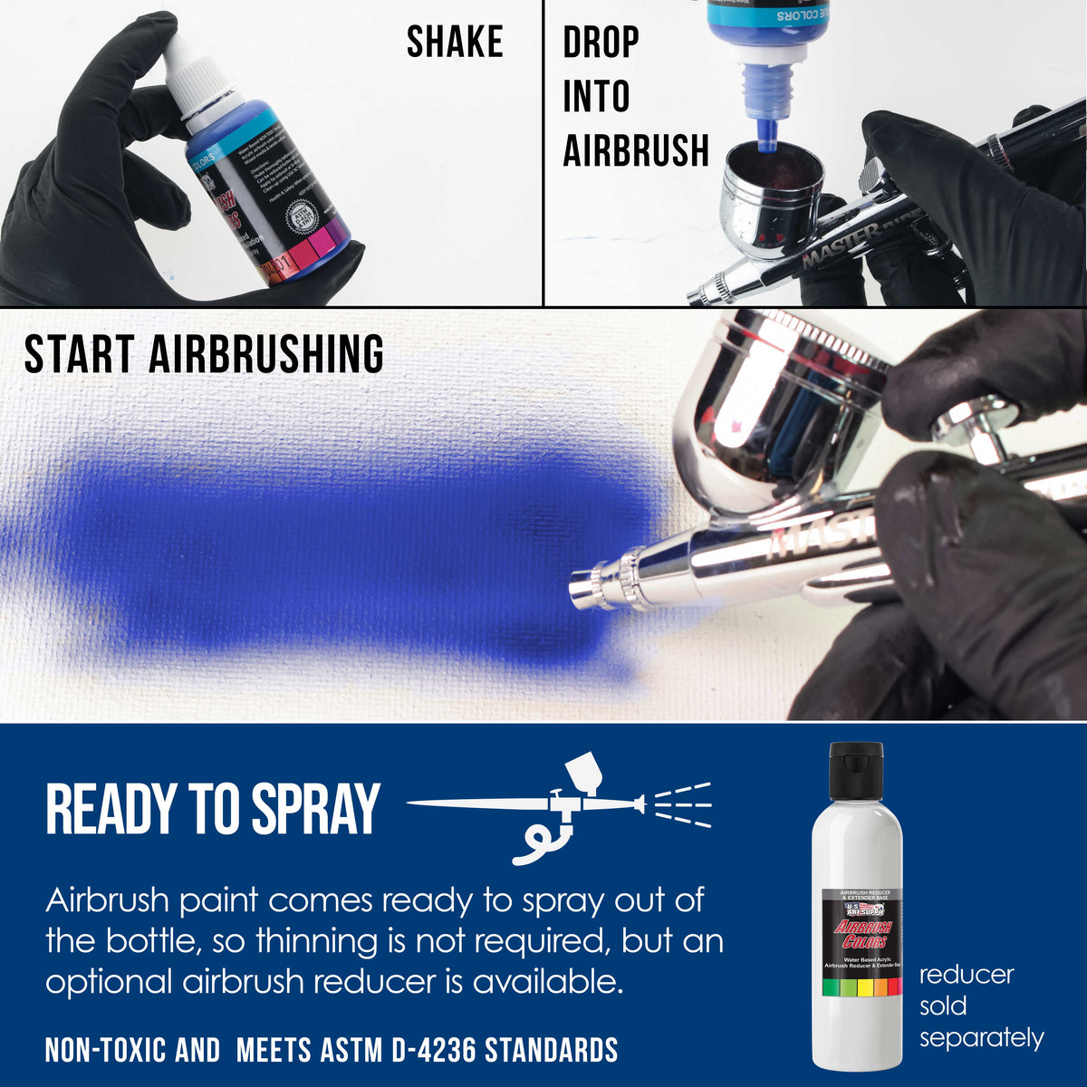 Phthalo Blue, Opaque Acrylic Airbrush Paint, 1 oz. Ready to Spray