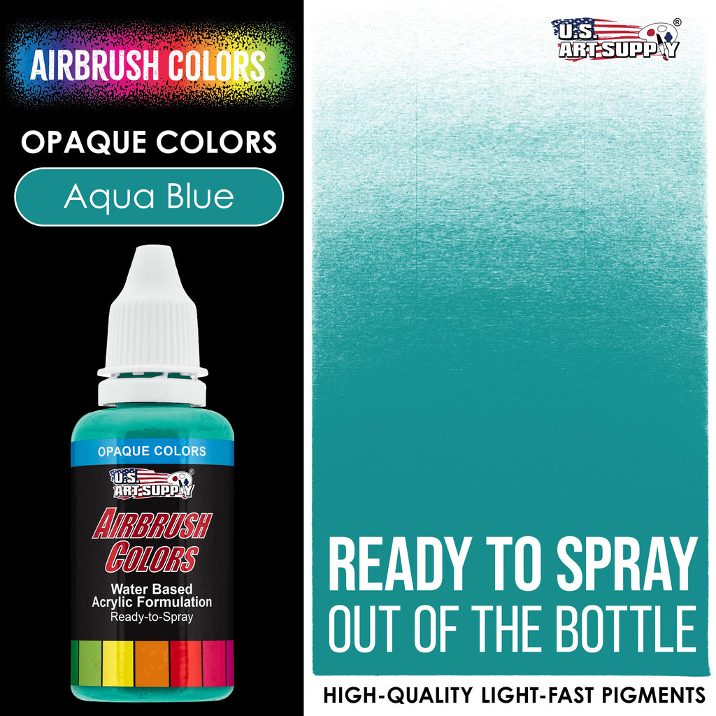 Aqua Blue, Opaque Acrylic Airbrush Paint, 1 oz. Ready to Spray