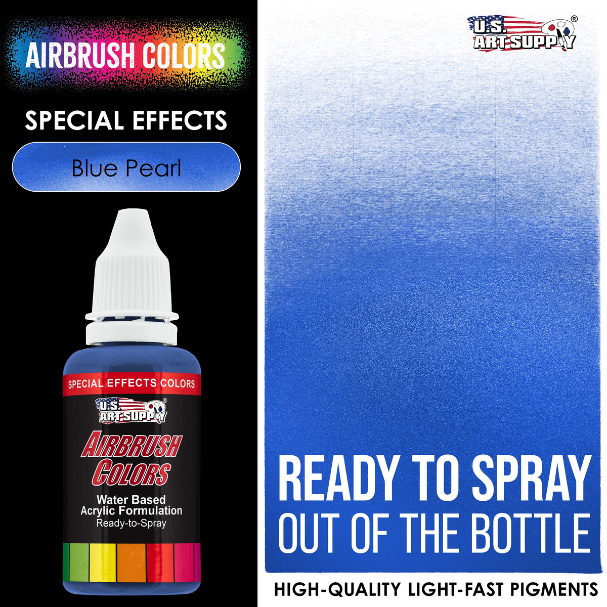 Blue Pearl, Pearlized Special Effects Acrylic Airbrush Paint, 1 oz. Ready to Spray