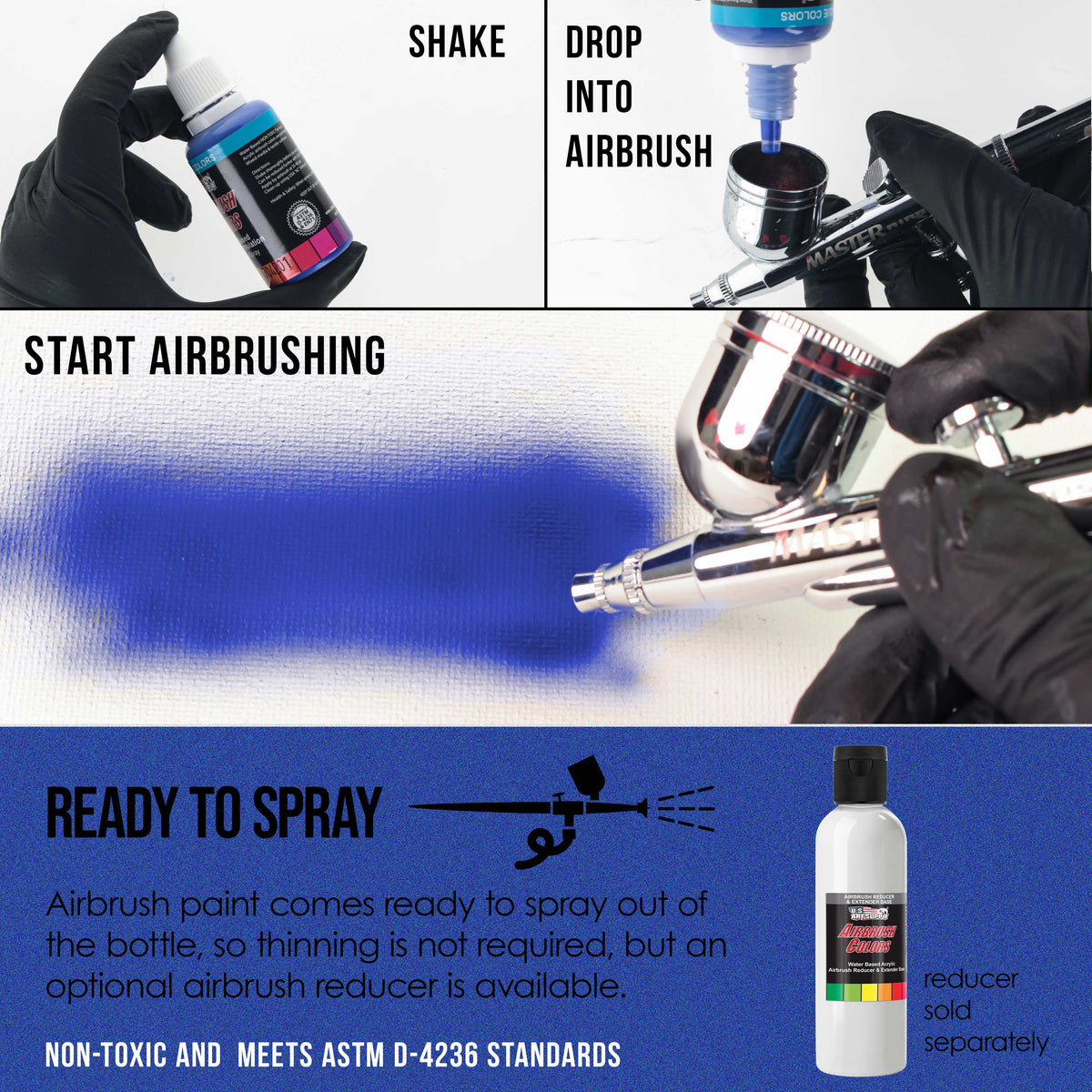 Blue Pearl, Pearlized Special Effects Acrylic Airbrush Paint, 1 oz. Ready to Spray