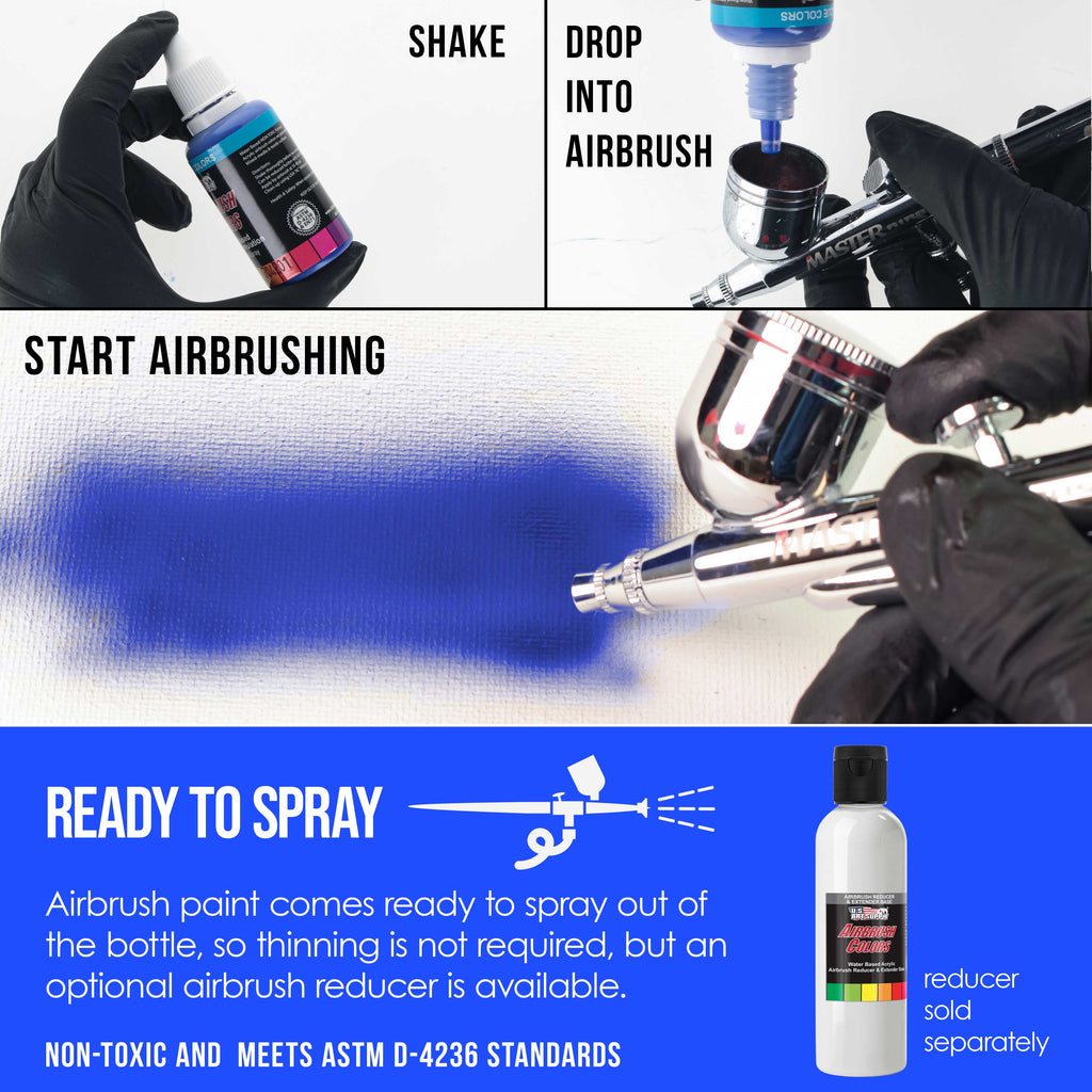 Neon Blue, Fluorescent Special Effects Acrylic Airbrush Paint, 1 oz. Ready to Spray