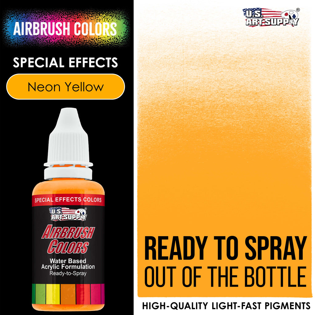 Neon Yellow, Fluorescent Special Effects Acrylic Airbrush Paint, 1 oz. Ready to Spray