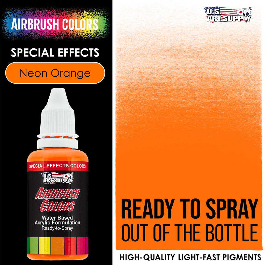 Neon Orange, Fluorescent Special Effects Acrylic Airbrush Paint, 1 oz. Ready to Spray