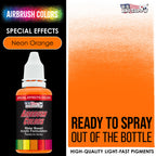 Neon Orange, Fluorescent Special Effects Acrylic Airbrush Paint, 1 oz. Ready to Spray