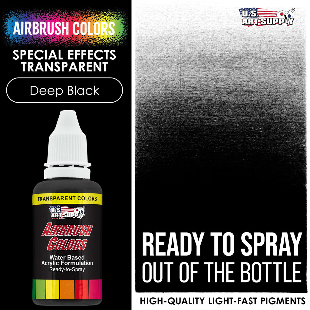Deep Black, Transparent Acrylic Airbrush Paint, 1 oz. Ready to Spray