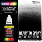 Deep Black, Transparent Acrylic Airbrush Paint, 1 oz. Ready to Spray