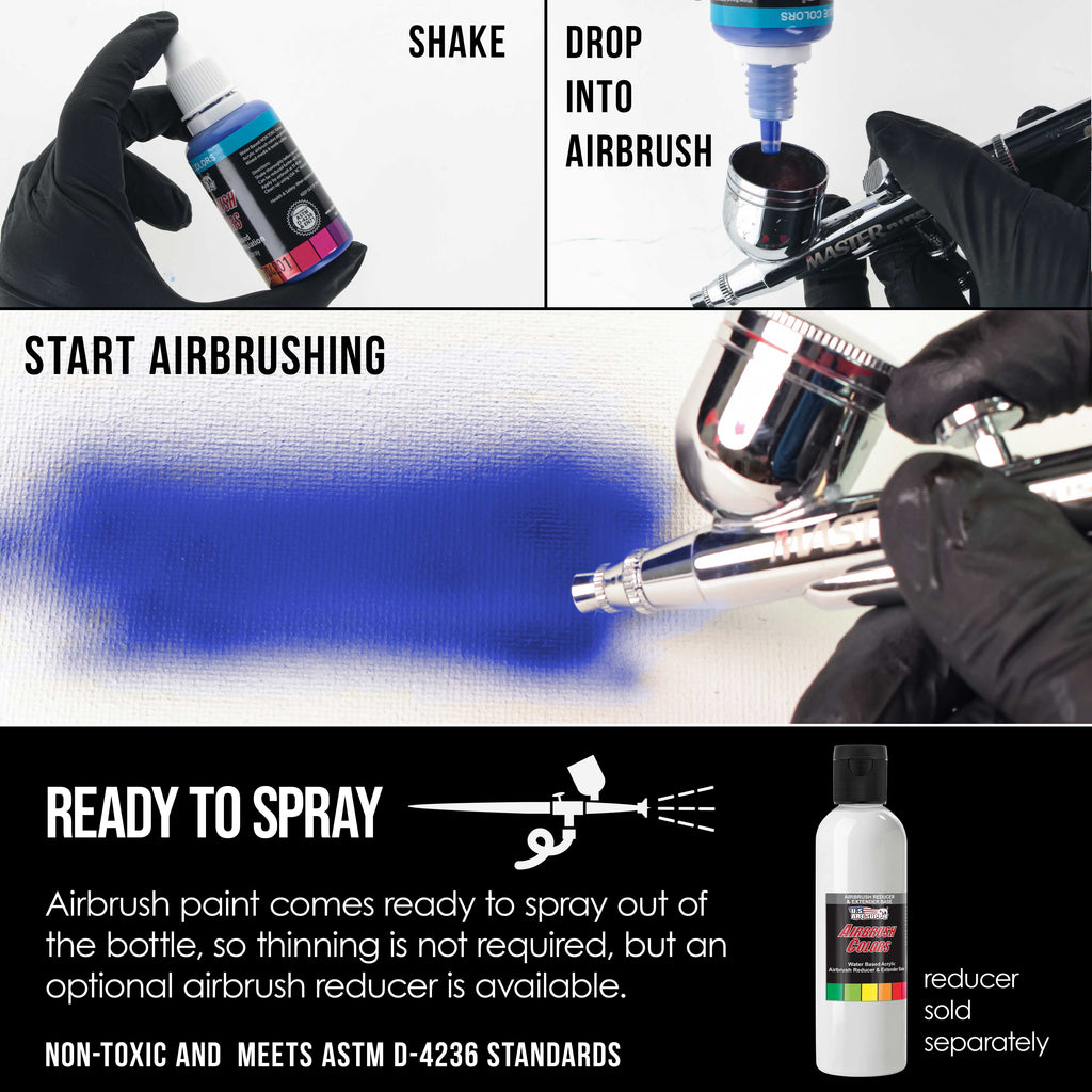 Deep Black, Transparent Acrylic Airbrush Paint, 1 oz. Ready to Spray