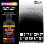 Deep Black, Transparent Acrylic Airbrush Paint - 8 oz. Ready to Spray