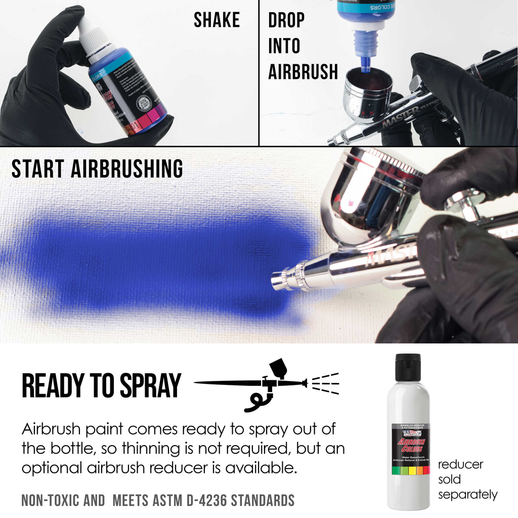 White, Transparent Acrylic Airbrush Paint, 1 oz. Ready to Spray