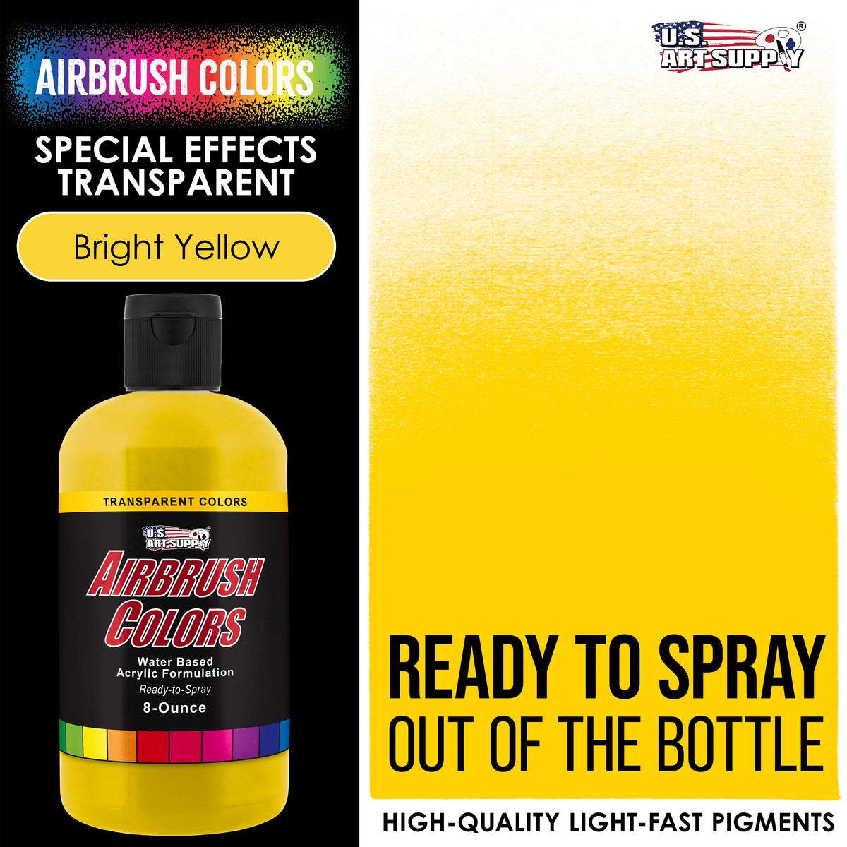 Transparent Bright Yellow Acrylic Airbrush Paint - 8oz Ready to Spray