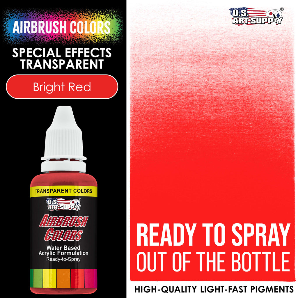 Bright Red, Transparent Acrylic Airbrush Paint, 1 oz. Ready to Spray