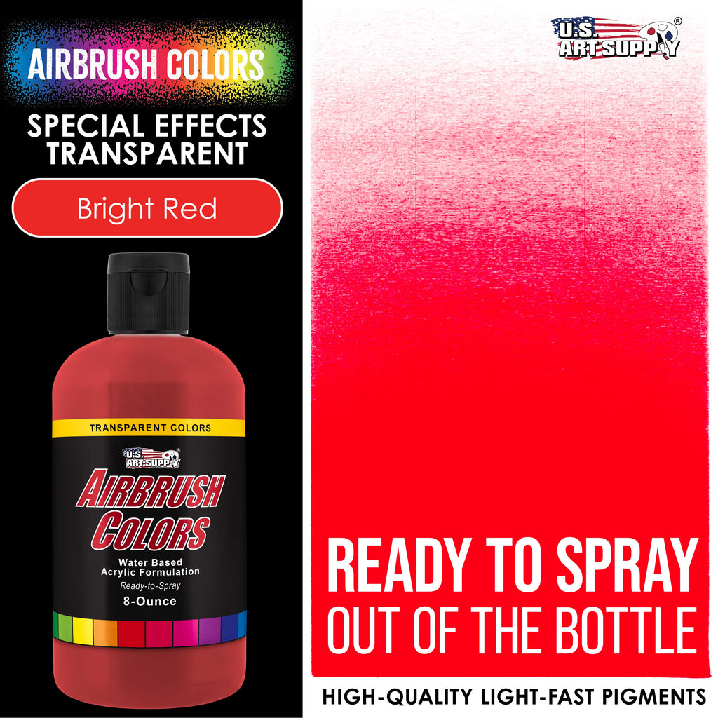Bright Red, Transparent Acrylic Airbrush Paint - 8 oz. Ready to Spray