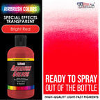 Bright Red, Transparent Acrylic Airbrush Paint - 8 oz. Ready to Spray