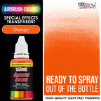 Orange, Transparent Acrylic Airbrush Paint, 1 oz. Ready to Spray
