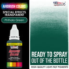 Phthalo Green, Transparent Acrylic Airbrush Paint, 1 oz. Ready to Spray