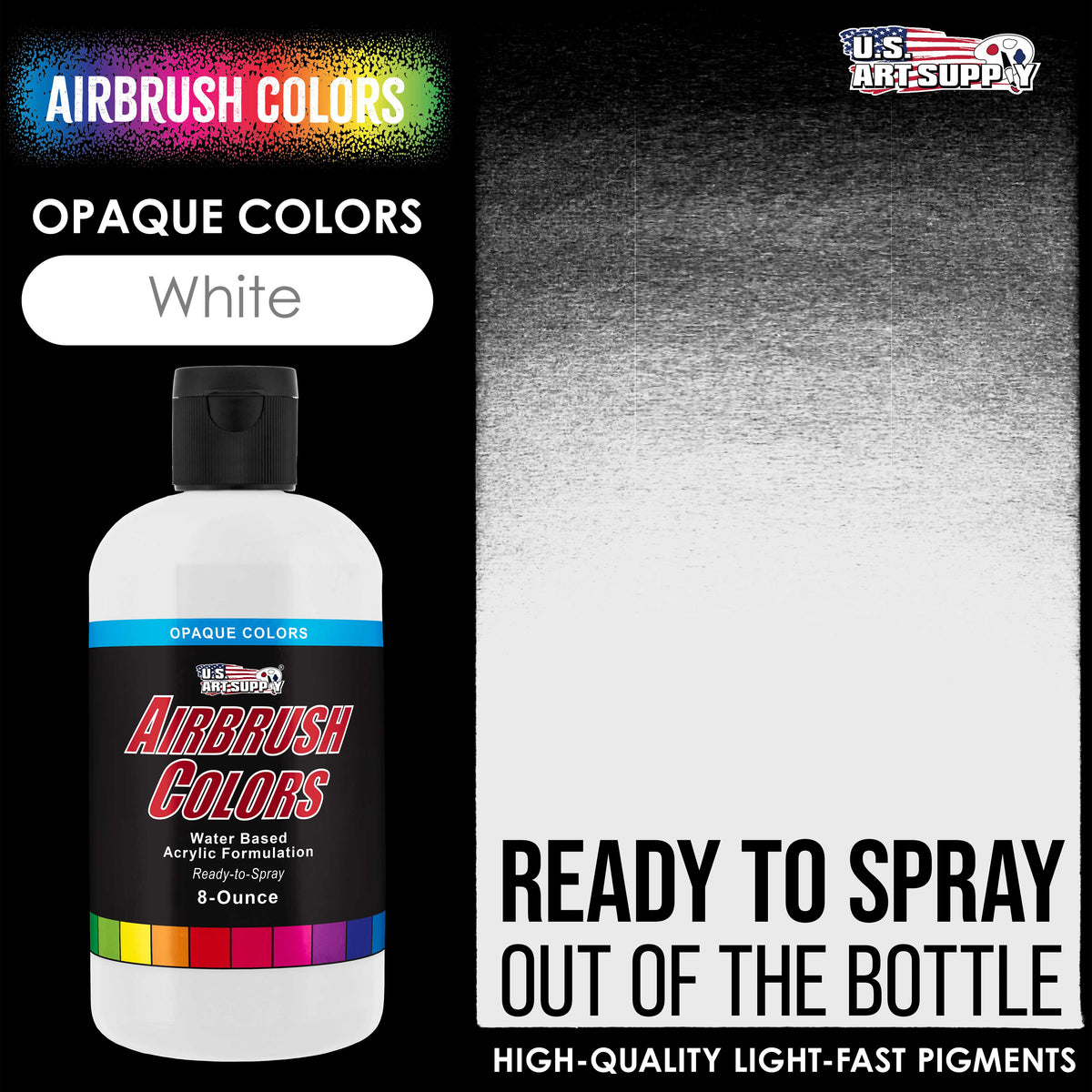White, Opaque Acrylic Airbrush Paint, 8 oz. Ready to Spray  Air