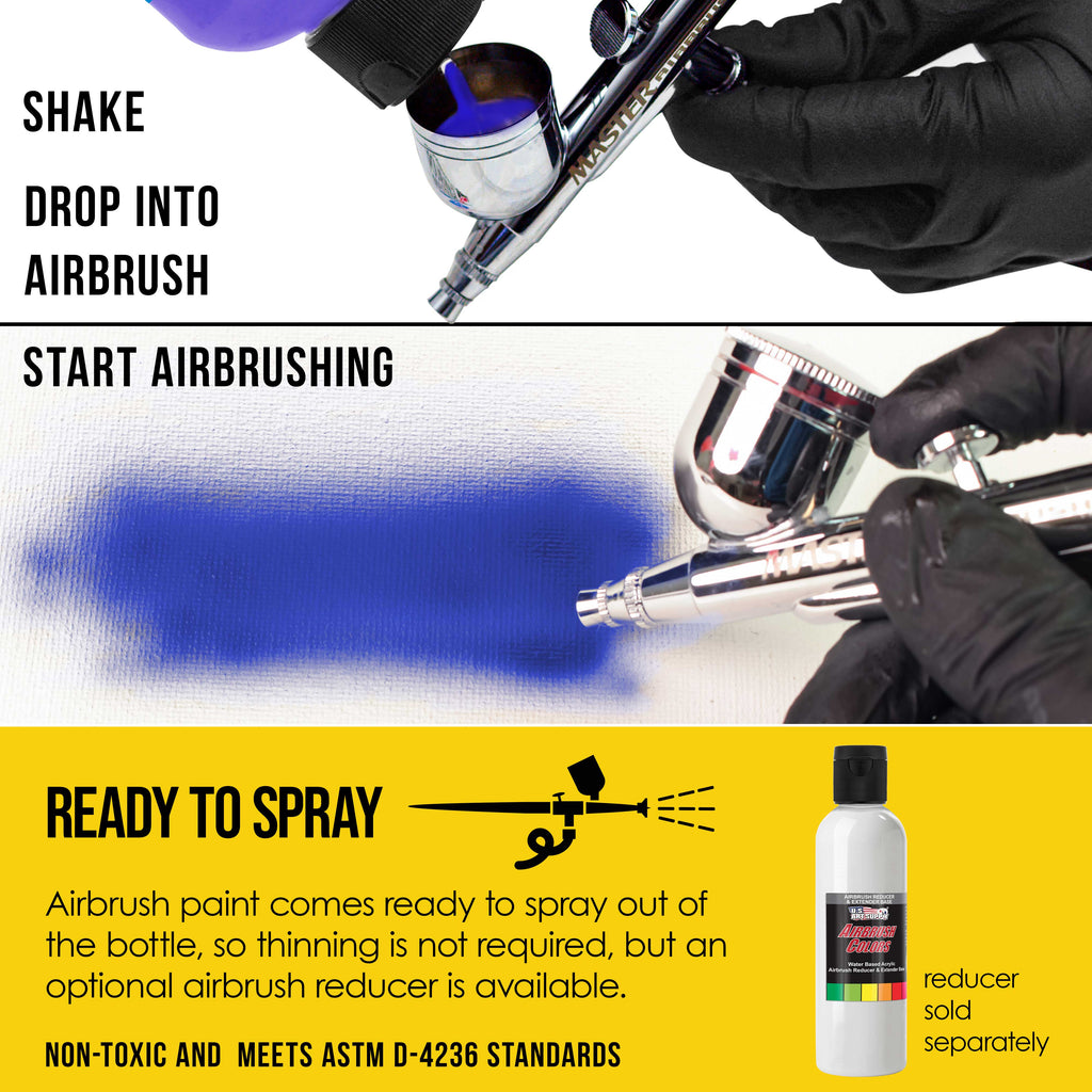 Bright Yellow, Opaque Acrylic Airbrush Paint, 8 oz. Ready to Spray