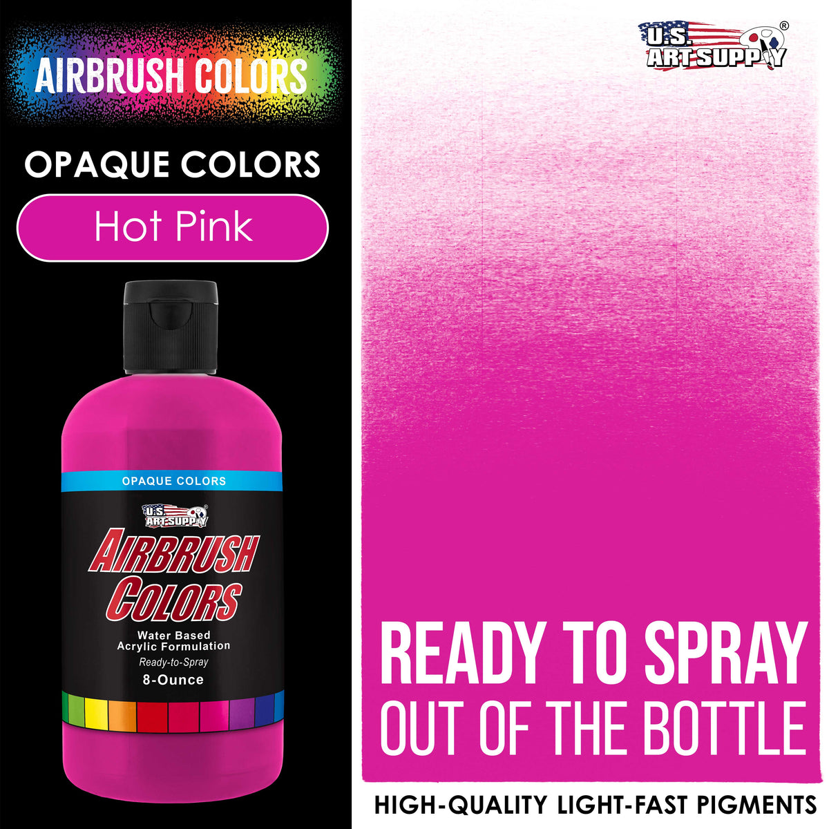 Hot Pink, Opaque Acrylic Airbrush Paint, 8 oz. Ready to Spray