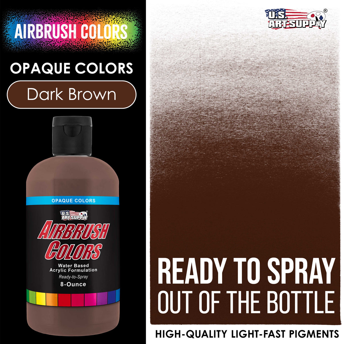 Dark Brown, Opaque Acrylic Airbrush Paint, 8 oz. Ready to Spray