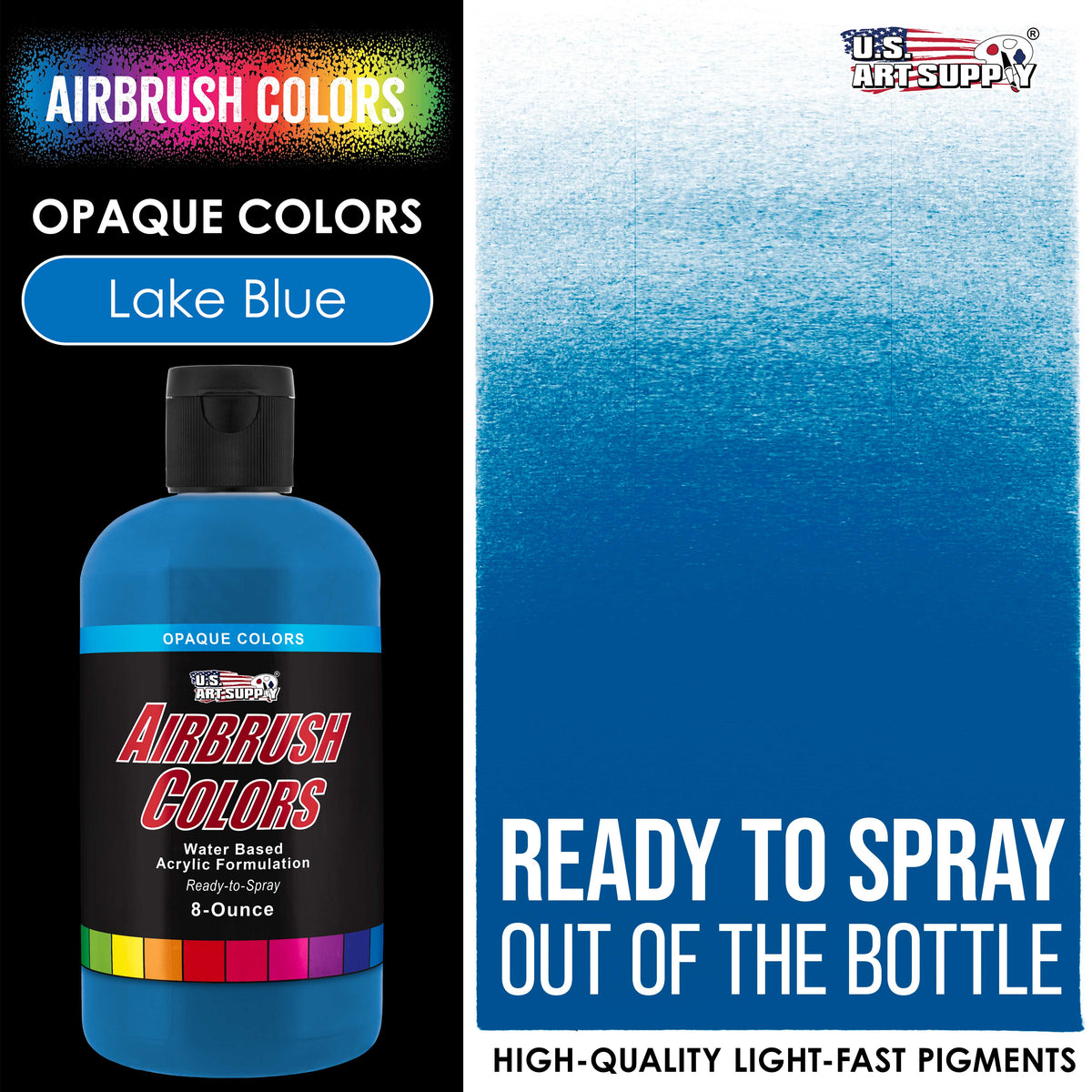 Lake Blue, Opaque Acrylic Airbrush Paint, 8 oz. Ready to Spray