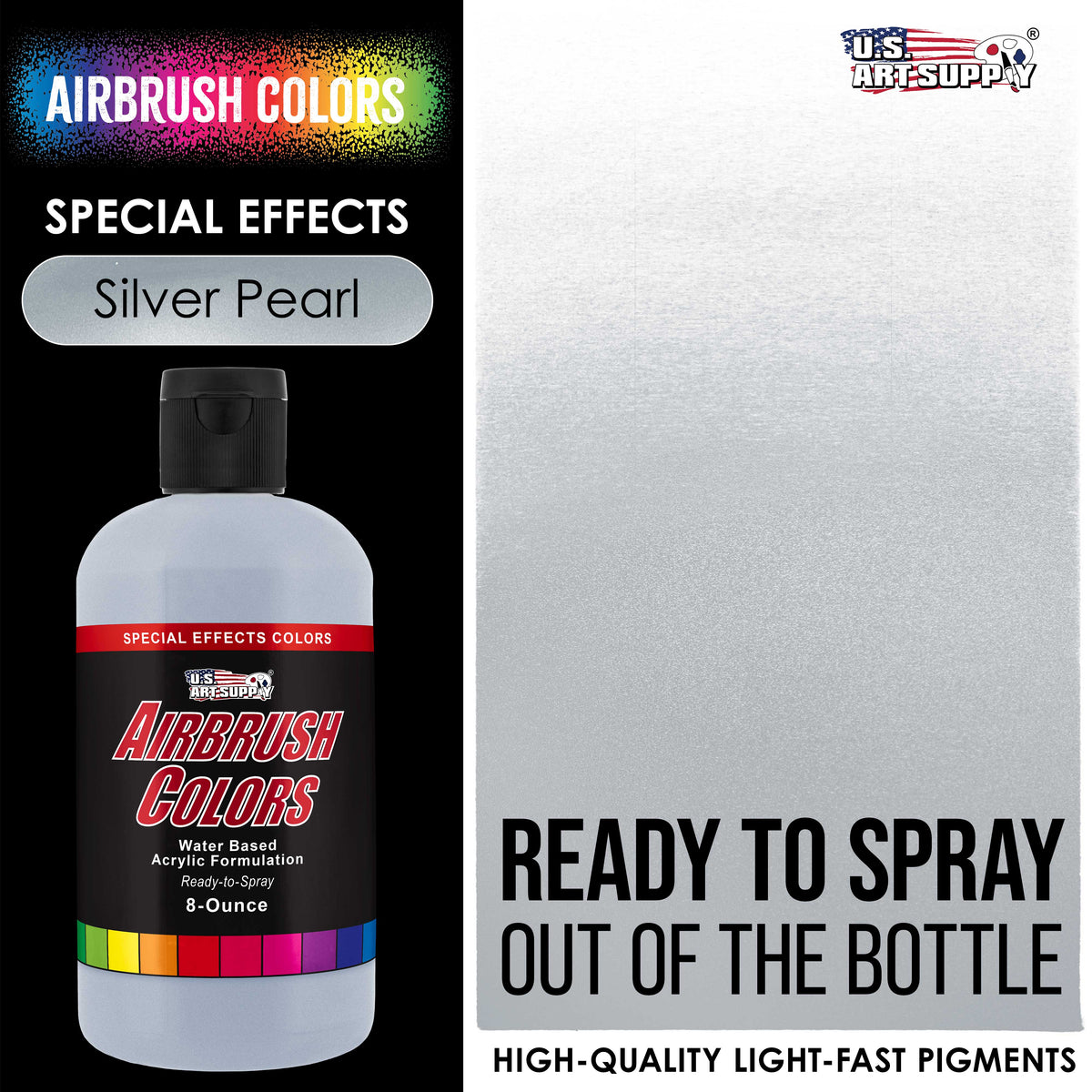 Silver Pearl, Pearlized Acrylic Special Effects Airbrush Paint, 8 oz. Ready to Spray