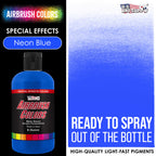 Neon Blue, Acrylic Special Effects Airbrush Paint, 8 oz. Ready to Spray